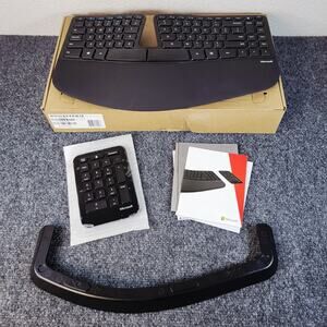 Microsoft Sculpt Ergonomic Wireless Keyboard Set w/Numpad Palm Rest USB Unused!